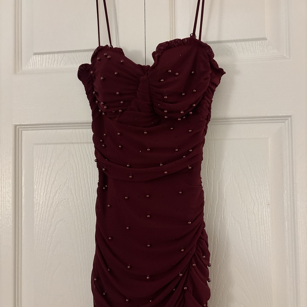 Windsor Red Sequin Ruched Maxi Dress